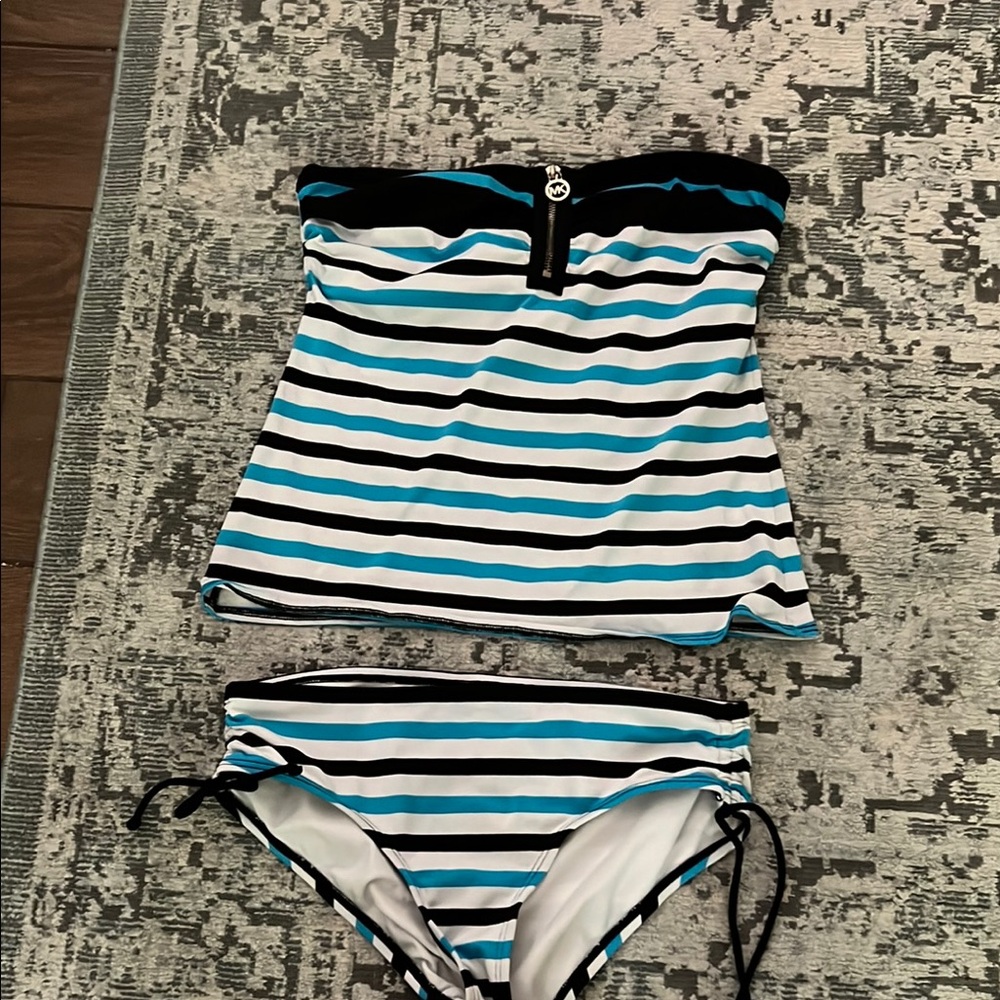 Michael Kors Black and Blue Bikini Set